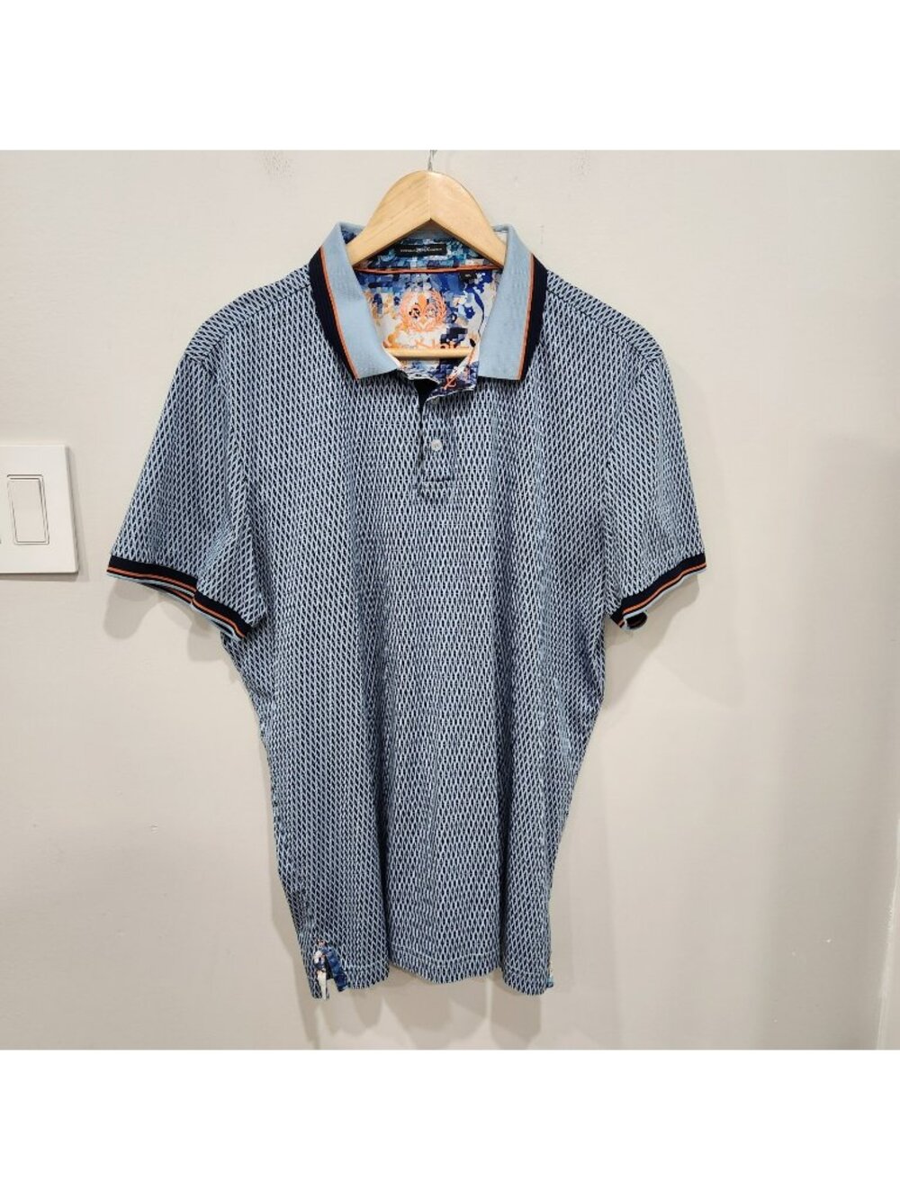 Au Noir Extensible 360 Polo Shirt Mens 4 / L Geometric Short Sleeve Stretch